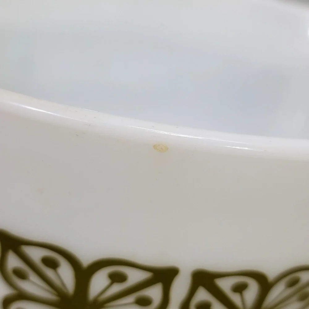 Pyrex 475-B Verde Olive Green Floral‎ 2.5 Qt Cinderella Casserole Dish Bowl USA